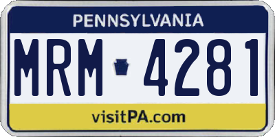 PA license plate MRM4281