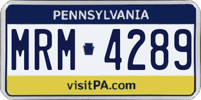 PA license plate MRM4289