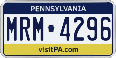 PA license plate MRM4296