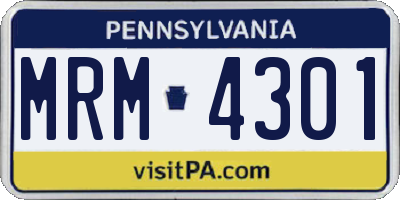 PA license plate MRM4301