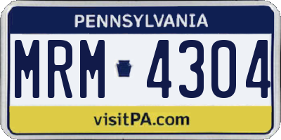 PA license plate MRM4304