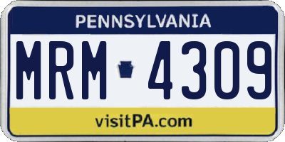 PA license plate MRM4309