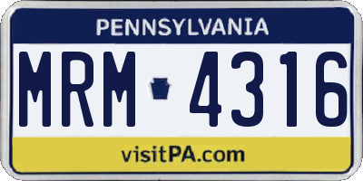 PA license plate MRM4316