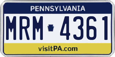 PA license plate MRM4361