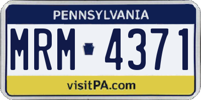PA license plate MRM4371