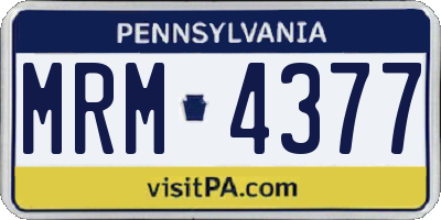 PA license plate MRM4377