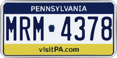 PA license plate MRM4378