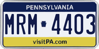 PA license plate MRM4403