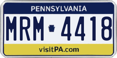 PA license plate MRM4418