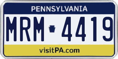 PA license plate MRM4419