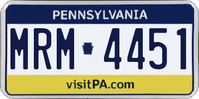 PA license plate MRM4451