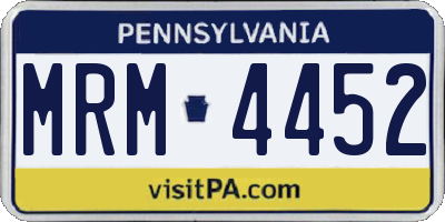 PA license plate MRM4452