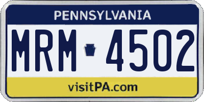 PA license plate MRM4502
