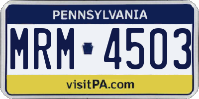 PA license plate MRM4503