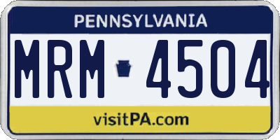PA license plate MRM4504