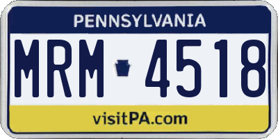 PA license plate MRM4518