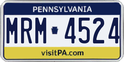PA license plate MRM4524