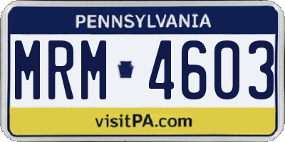 PA license plate MRM4603