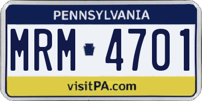 PA license plate MRM4701