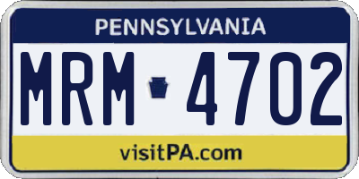 PA license plate MRM4702