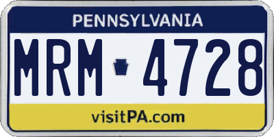 PA license plate MRM4728
