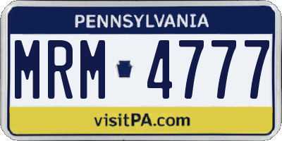 PA license plate MRM4777