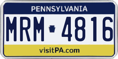 PA license plate MRM4816