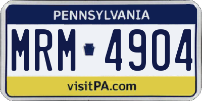 PA license plate MRM4904