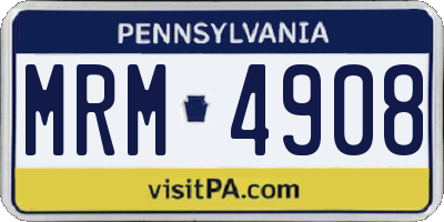 PA license plate MRM4908