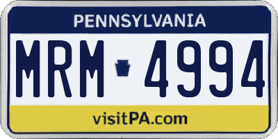 PA license plate MRM4994