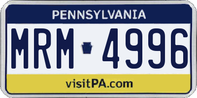 PA license plate MRM4996