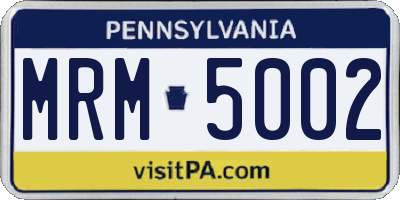 PA license plate MRM5002