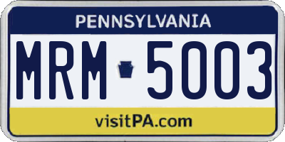 PA license plate MRM5003