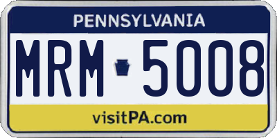 PA license plate MRM5008