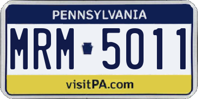 PA license plate MRM5011