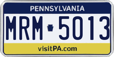 PA license plate MRM5013