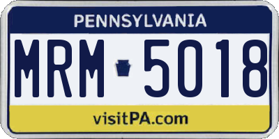PA license plate MRM5018
