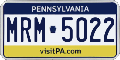 PA license plate MRM5022
