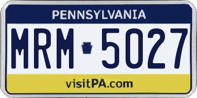 PA license plate MRM5027