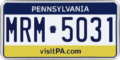 PA license plate MRM5031