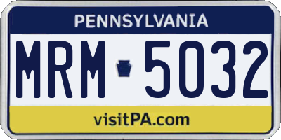 PA license plate MRM5032