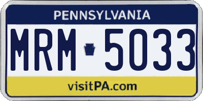 PA license plate MRM5033