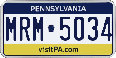 PA license plate MRM5034