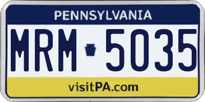 PA license plate MRM5035