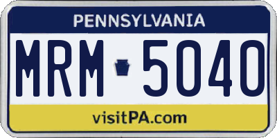 PA license plate MRM5040