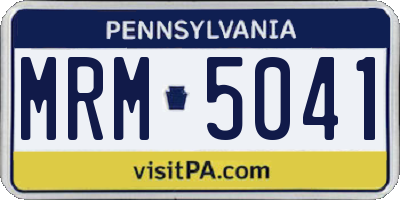 PA license plate MRM5041