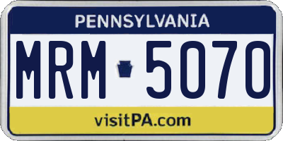 PA license plate MRM5070