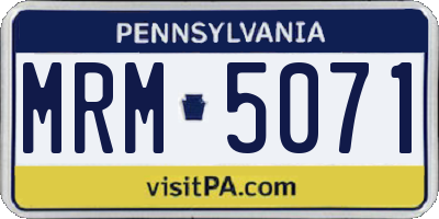 PA license plate MRM5071