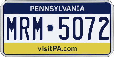 PA license plate MRM5072