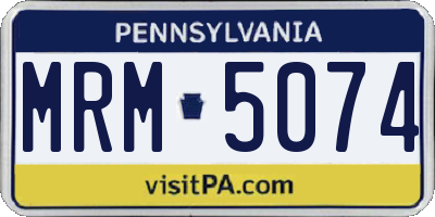 PA license plate MRM5074